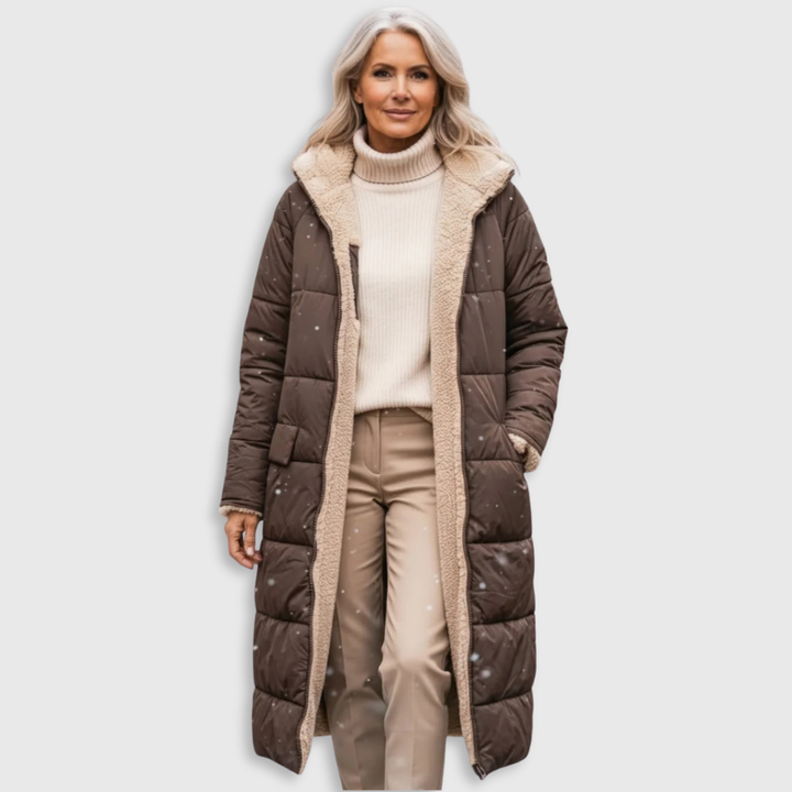 Women’s Long Hooded Fleece-Lined Puffer Coat