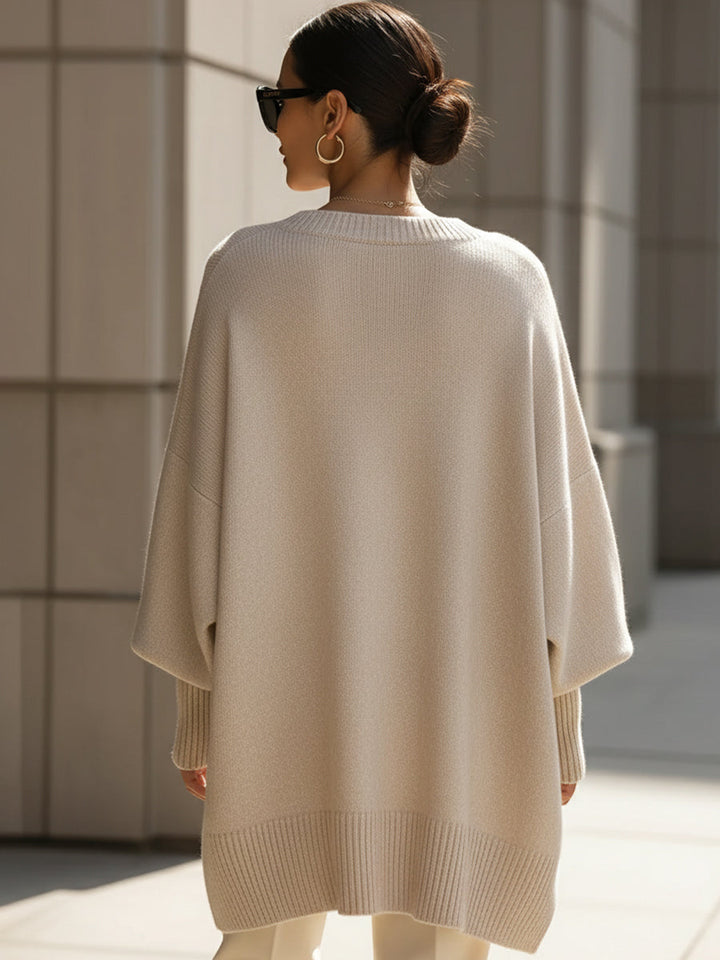 Women's Knit Oversized Asymmetrical Poncho Batwing Jumper Top