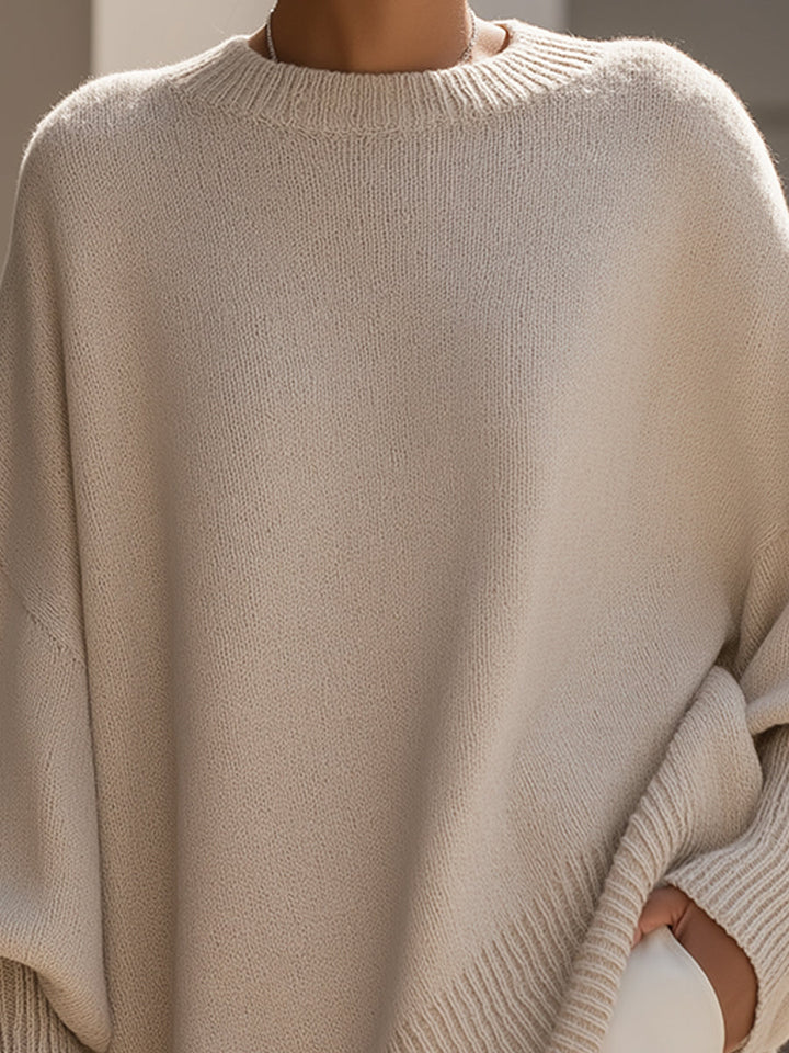 Women's Knit Oversized Asymmetrical Poncho Batwing Jumper Top