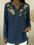 Women's Denim Henley Shirt