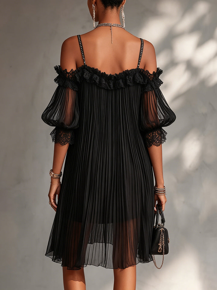 Women's Chiffon Pleated Sleeveless Mini Dress
