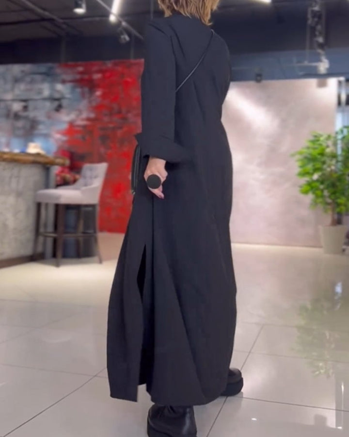 Women's Maxi Shirt Dress Linen Long Sleeve Tunic