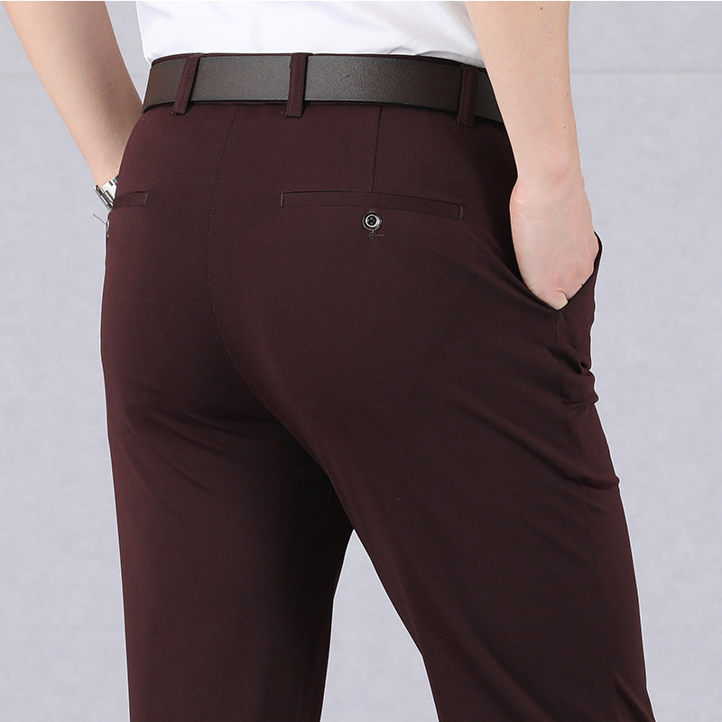 Men's Wool Blend Slim Fit Formal Dress Trousers