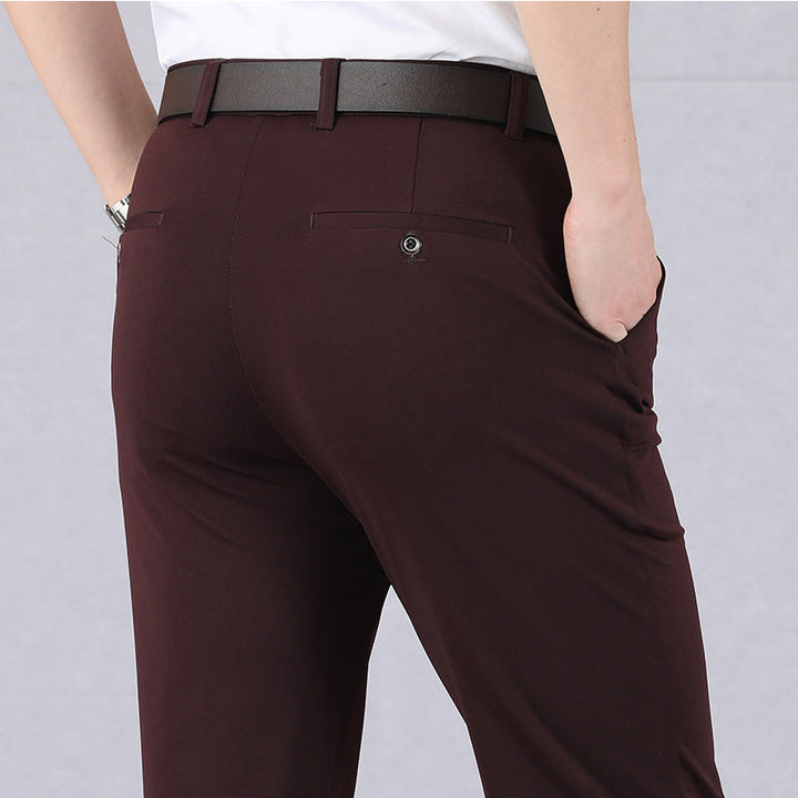 Men's Wool Blend Slim Fit Formal Dress Trousers