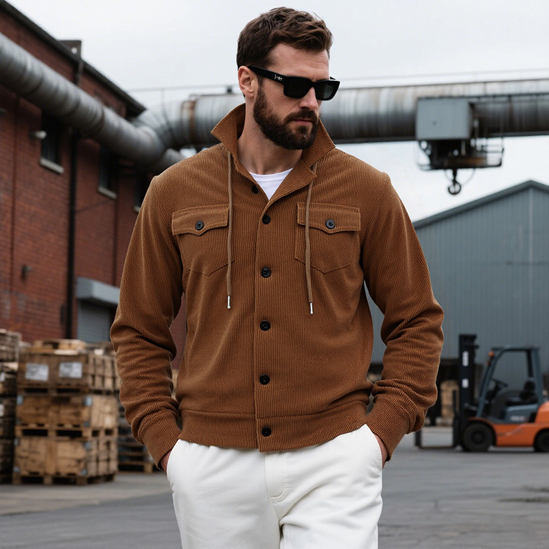 Men's Merino Wool Fleece Knit Button Up Cardigan Jacket