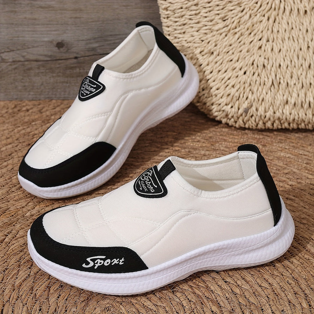 Women's Leather Slip On Sneakers Sport Walking Shoes