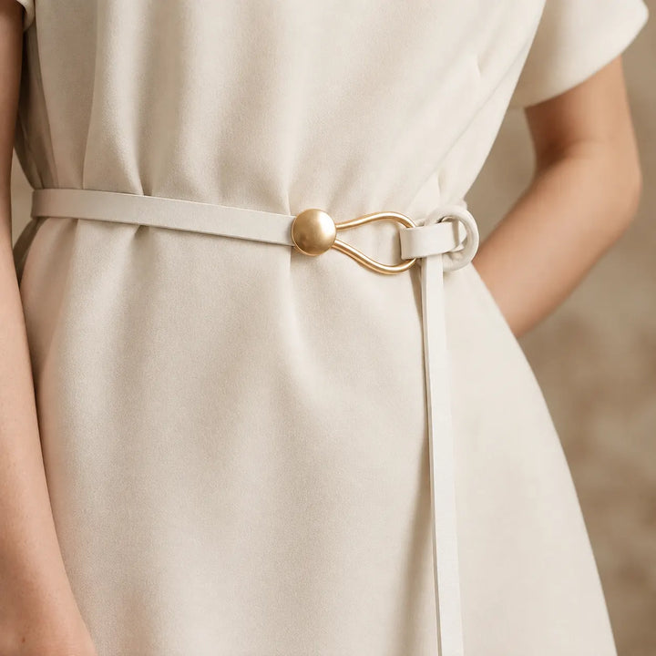 Women's Leather Slim Buckle Waist Belt