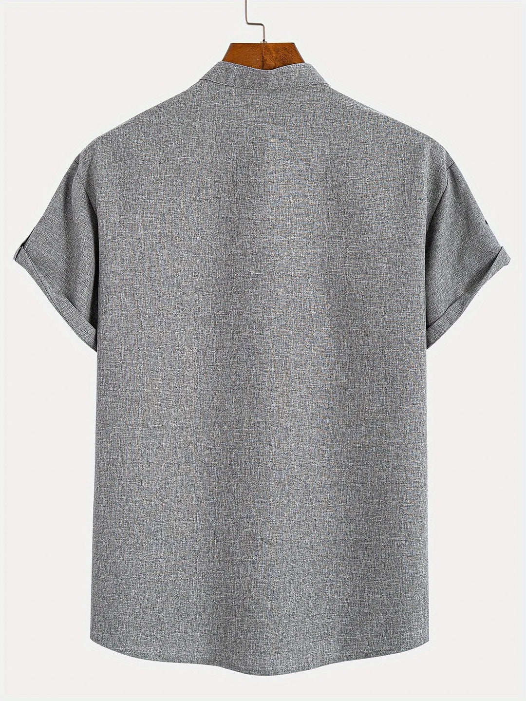 Men Henley Linen Shirt Casual Short Sleeve Cross Graphic Tee
