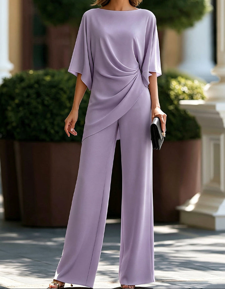 Combinaison-pantalon pour femme en satin deux pièces à jambes larges