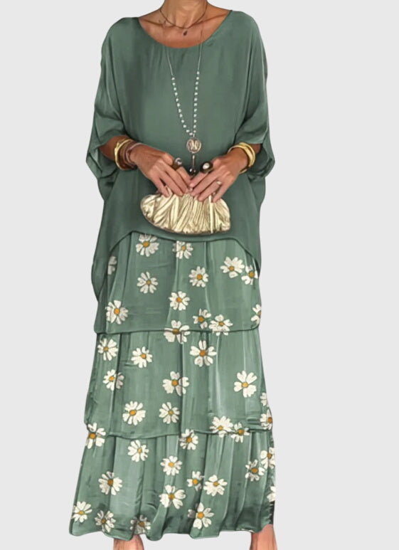 Women's Linen Look Flowing Elegant Maxi Dress Long Tiered Gown