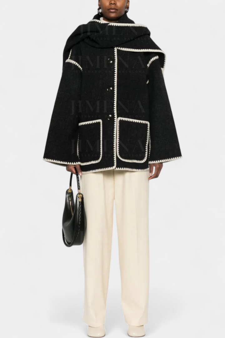 Women’s Wool-Blend Fringe-Trim Scarf Coat