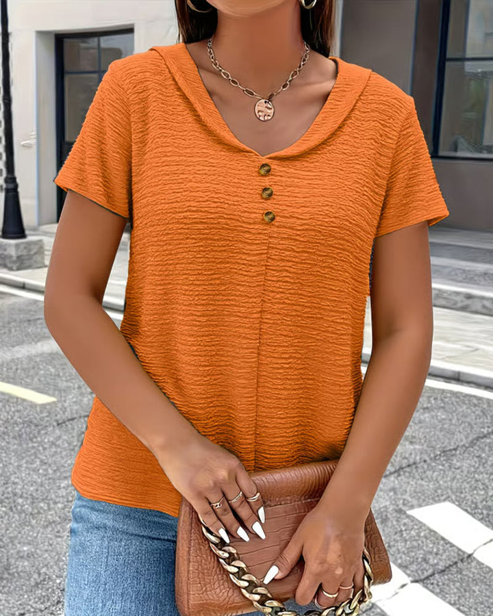 Women's Textured Linen Blend V-Neck Blouse