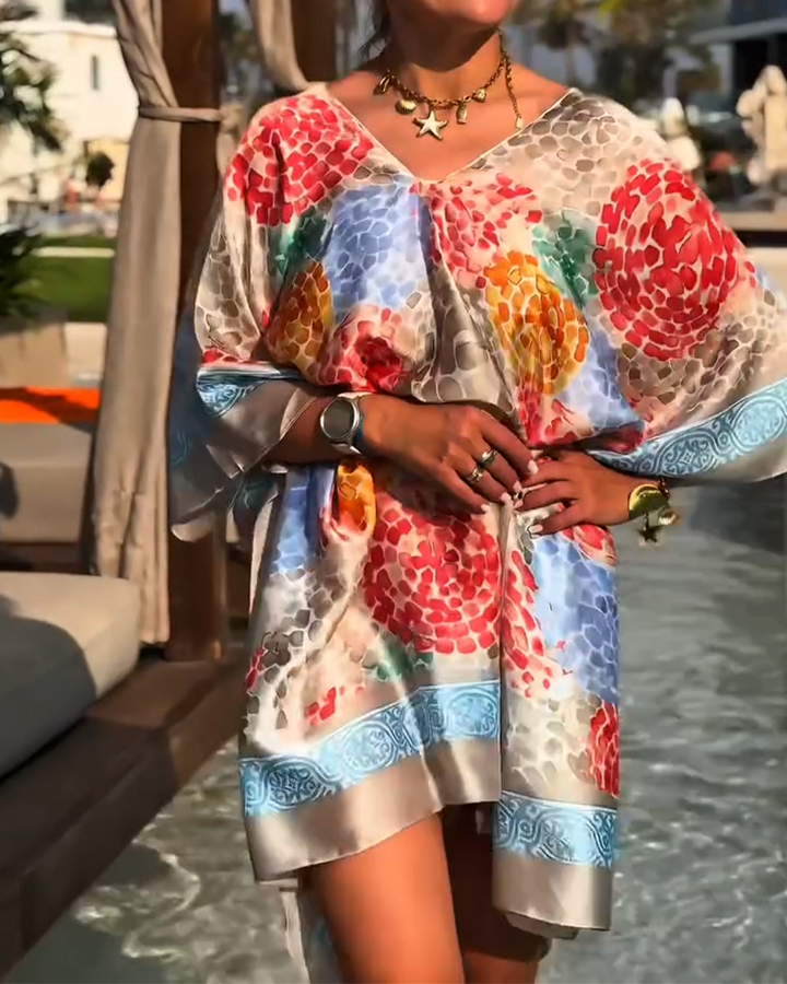 Women's Silk Kaftan Dress Beach Cover Up Tunic