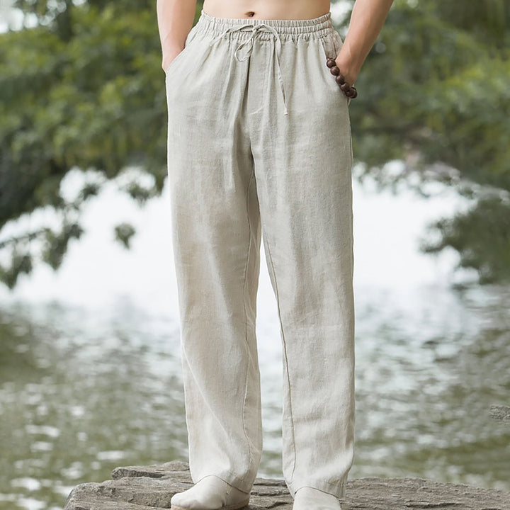 Men's Elastic Waist Knit Straight Leg Trousers