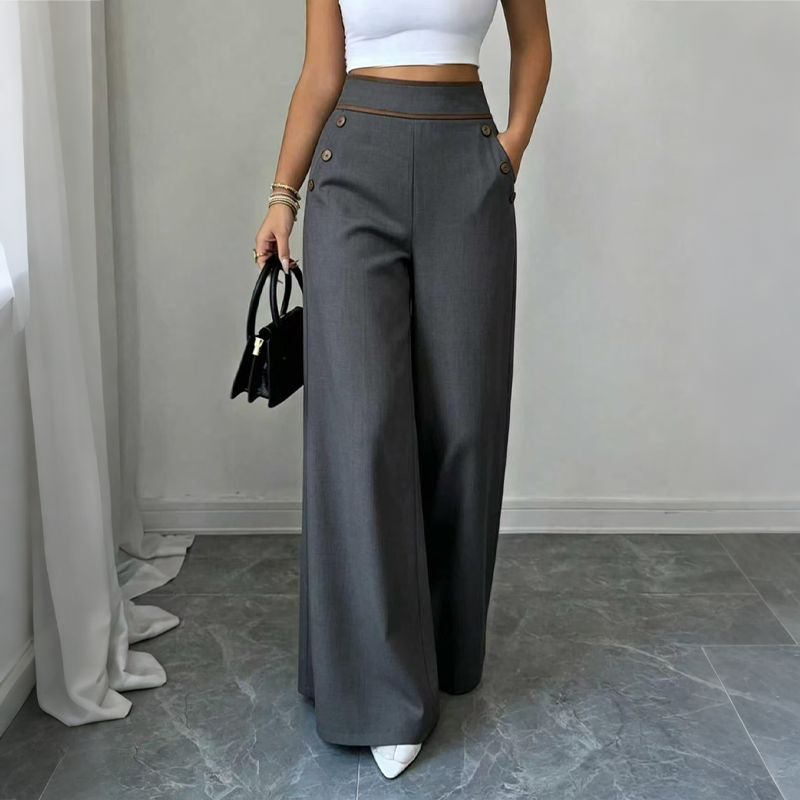 Women's Rayon Blend High Rise Wide Leg Sailor Trousers