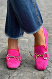 Women's Leather Loafers with Metal Detail Slip-On Shoes
