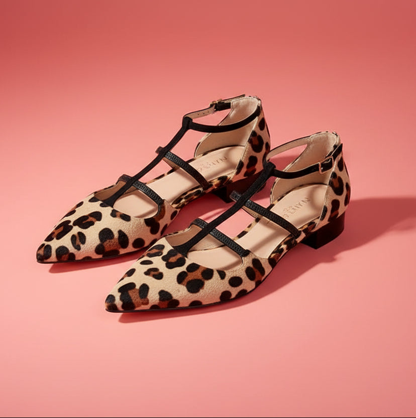Women's Leopard-Print Leather Flats