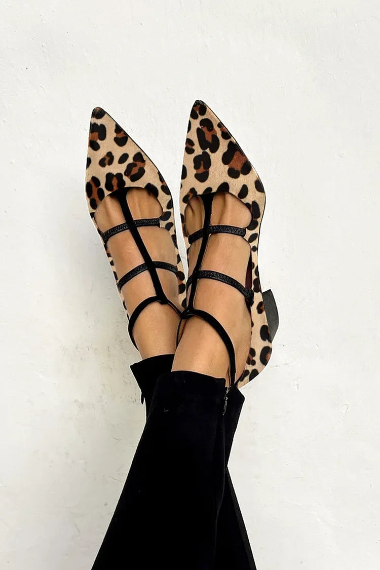 Women's Leopard-Print Leather Flats
