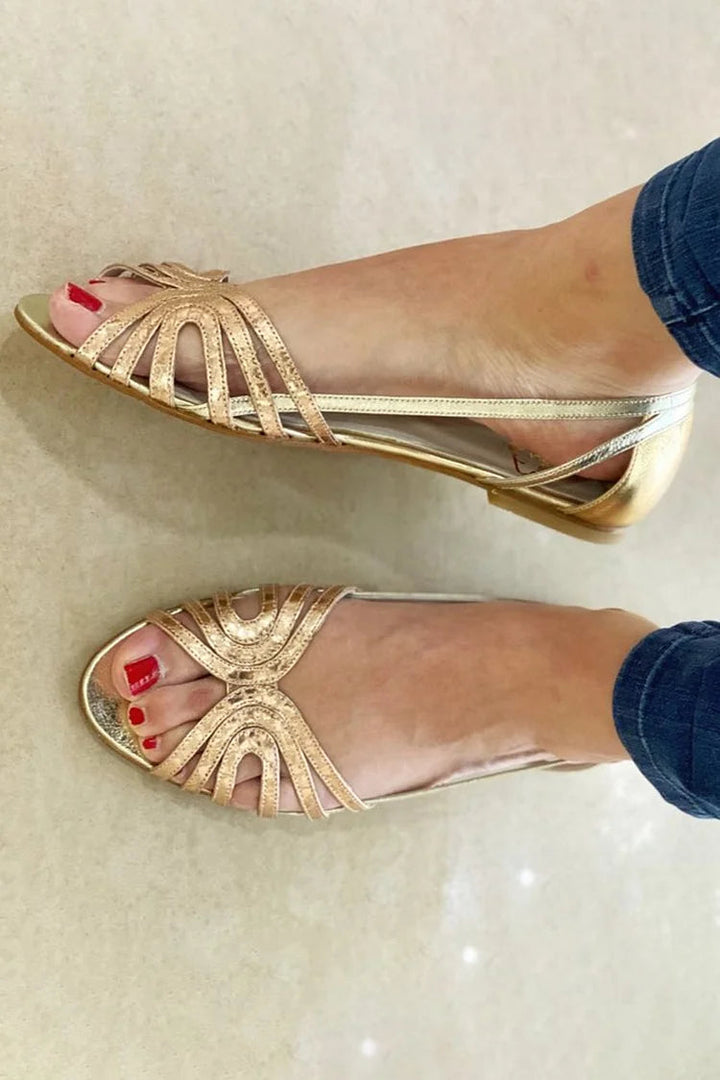 Women's Strappy Peep Toe Flat Sandals