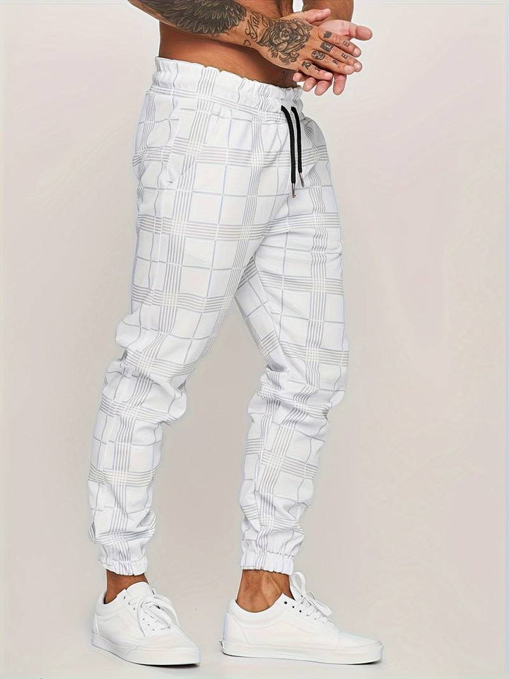 Men's Fleece Joggers Plaid Checkered Sweatpants