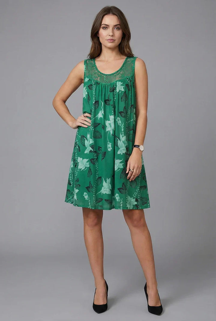 Women's Linen Sleeveless Casual Floral Print Beach Dress
