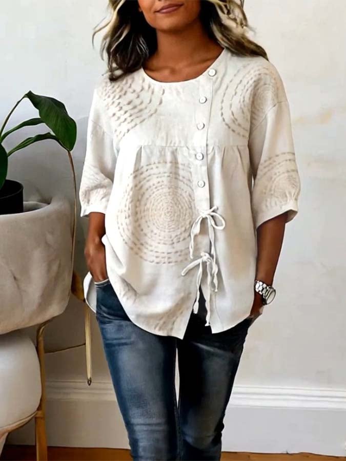 Women’s Linen Embroidered Blouse Top