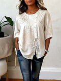 Women’s Linen Embroidered Blouse Top