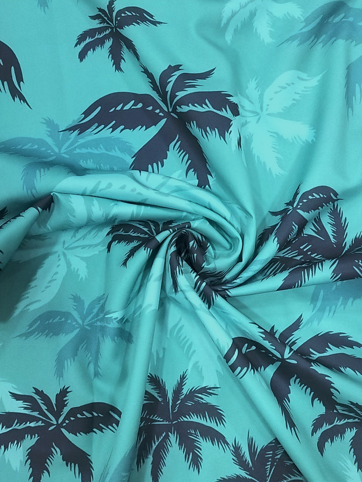 Men's Linen Palm Print Short Sleeve Hawaiian Button Down Shirt