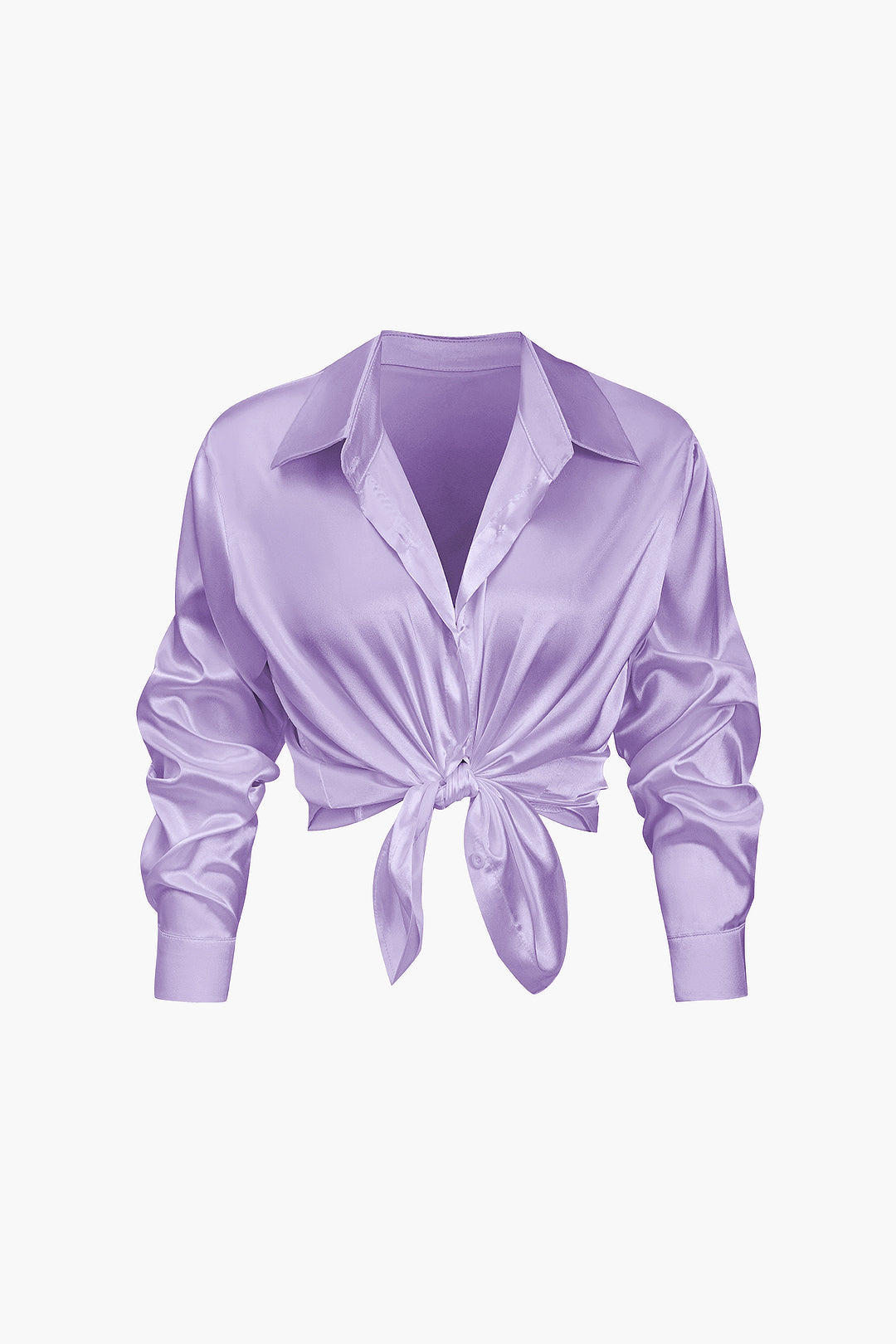 Women's Silk Satin Button Up Shirt Long Sleeve Blouse