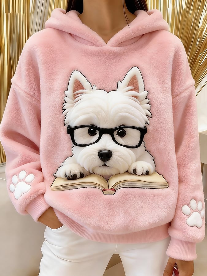 Women's Fleece Hoodie Dog Graphic Sweatshirt