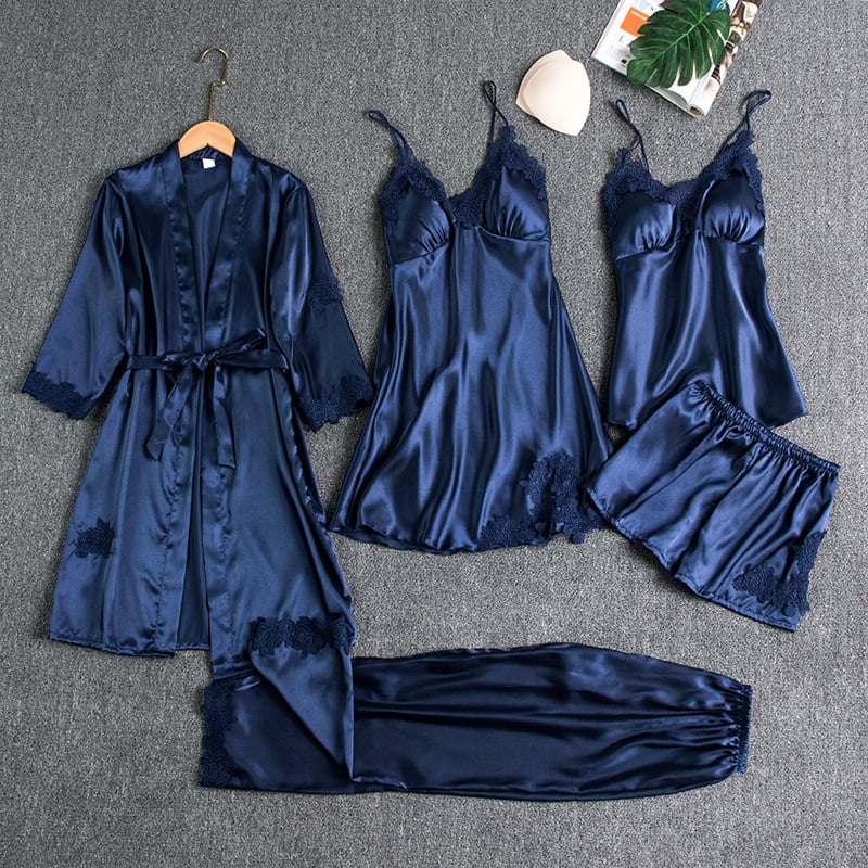 Women's Satin Pajama Set with Robe