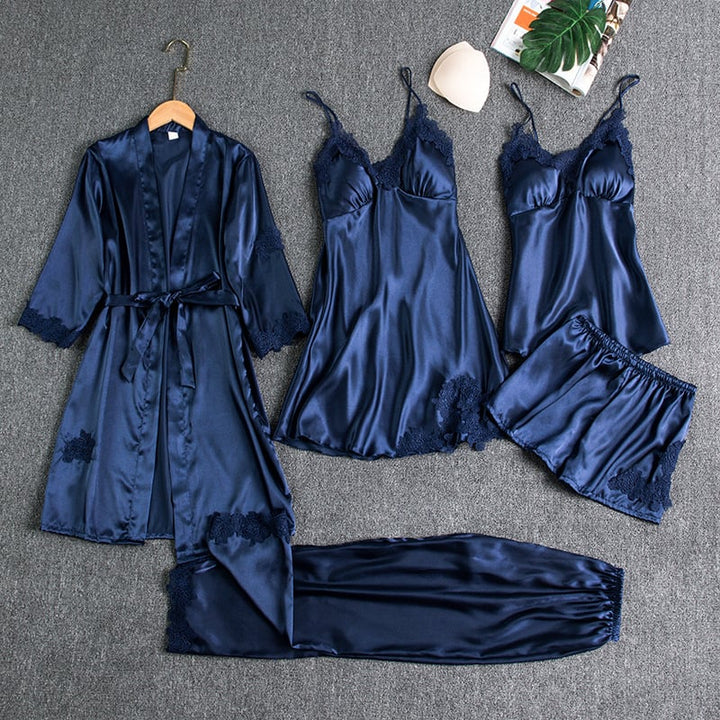 Women's Satin Pajama Set with Robe