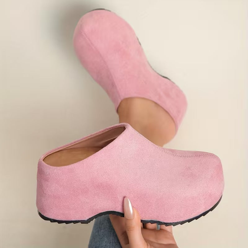 Women’s Leather Arch-Support Platform Clog Shoes