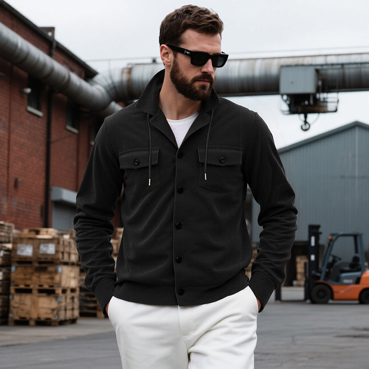 Men's Merino Wool Fleece Knit Button Up Cardigan Jacket