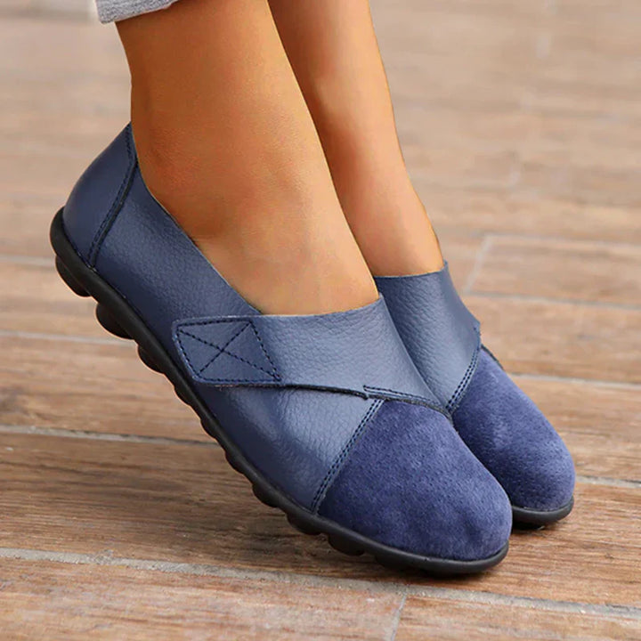 Women's Leather Ballet Flats Slip-On Loafers Walking Shoes