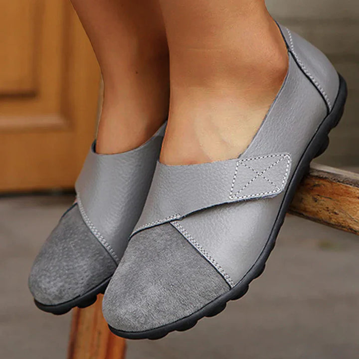 Women's Leather Ballet Flats Slip-On Loafers Walking Shoes