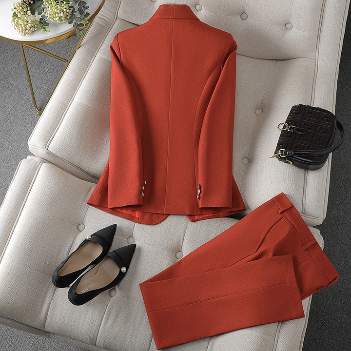 Women's Blazer Pant Suit Set Woolmix Formal Business Two Piece Set