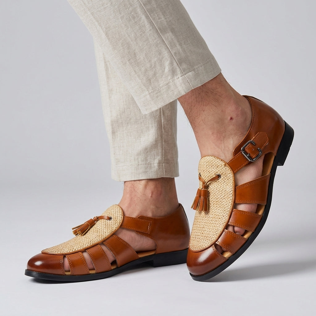 Men's Leather Closed-Toe Walking Sandal