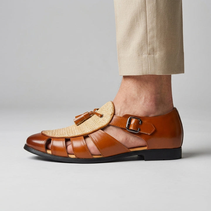 Men's Leather Closed-Toe Walking Sandal