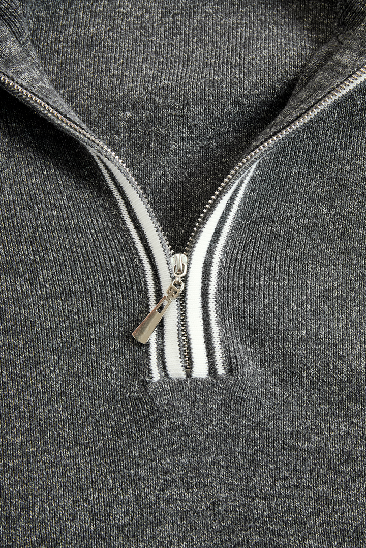 Robe-pull mini en maille pour femme à manches ballon et demi-zip