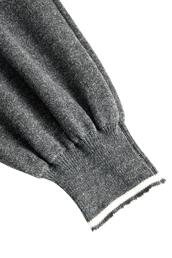 Robe-pull mini en maille pour femme à manches ballon et demi-zip