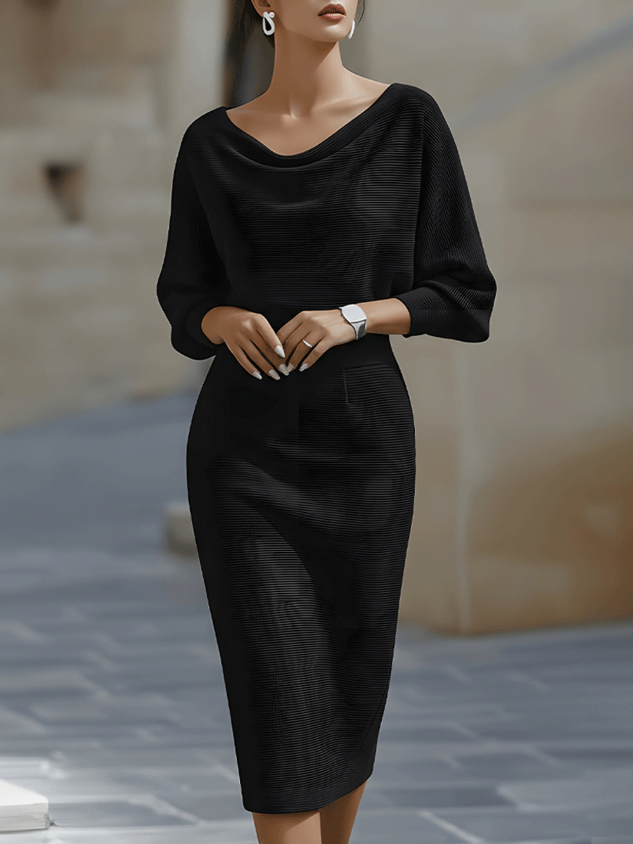 Women's Knit Midi Dress Merino Wool Sweater Dress
