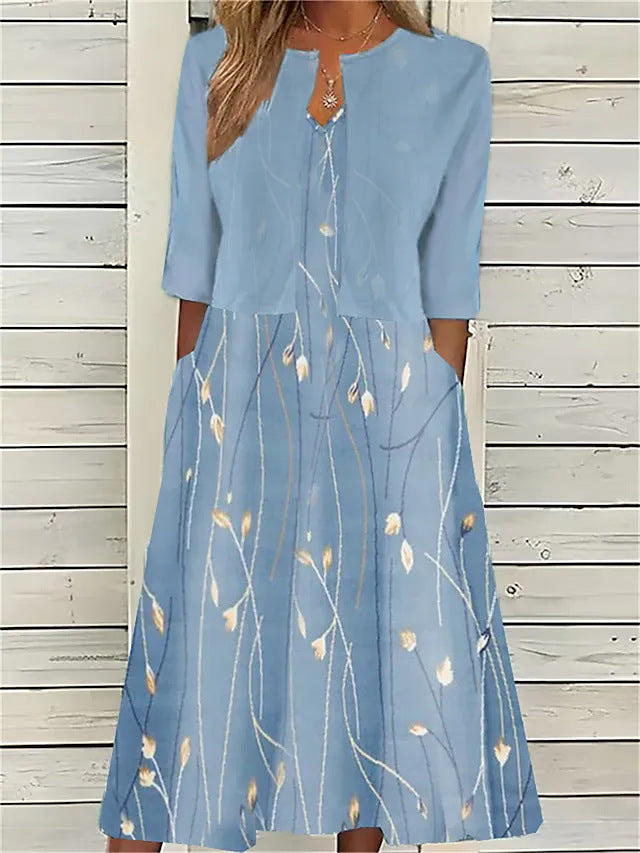 Women's Knit Round-Neck Pocket Co-Ord Set