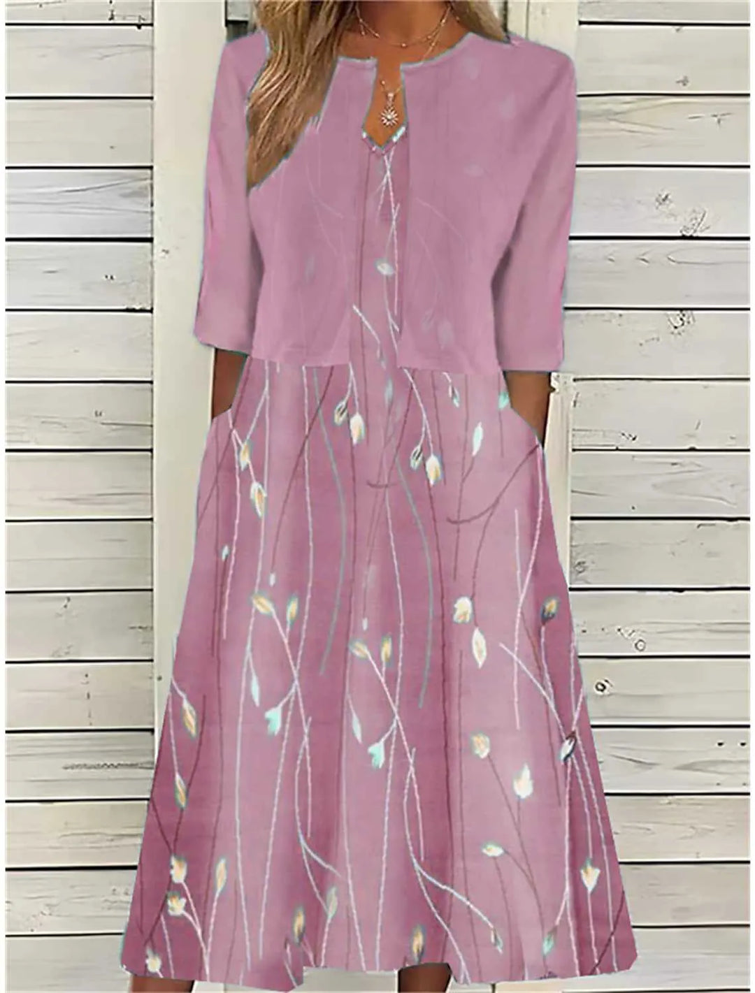 Women's Knit Round-Neck Pocket Co-Ord Set