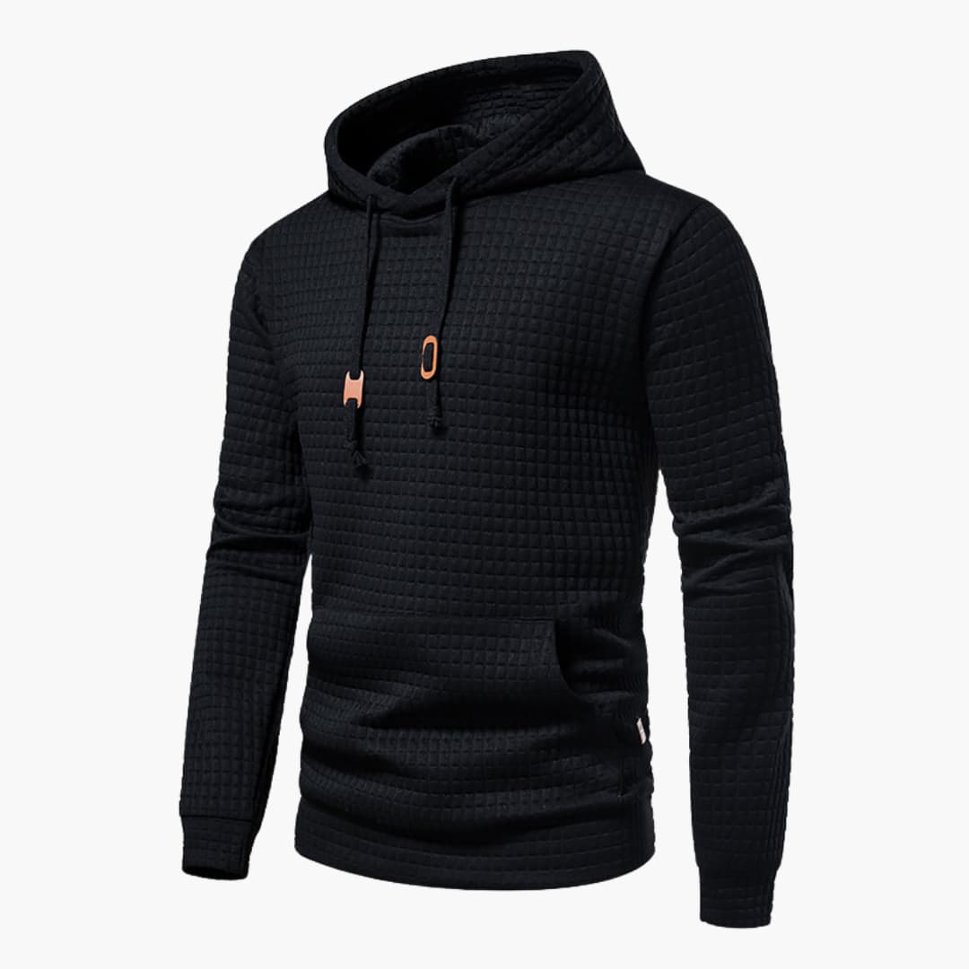Men's Fleece Hoodie Waffle Knit Pullover Sweatshirt