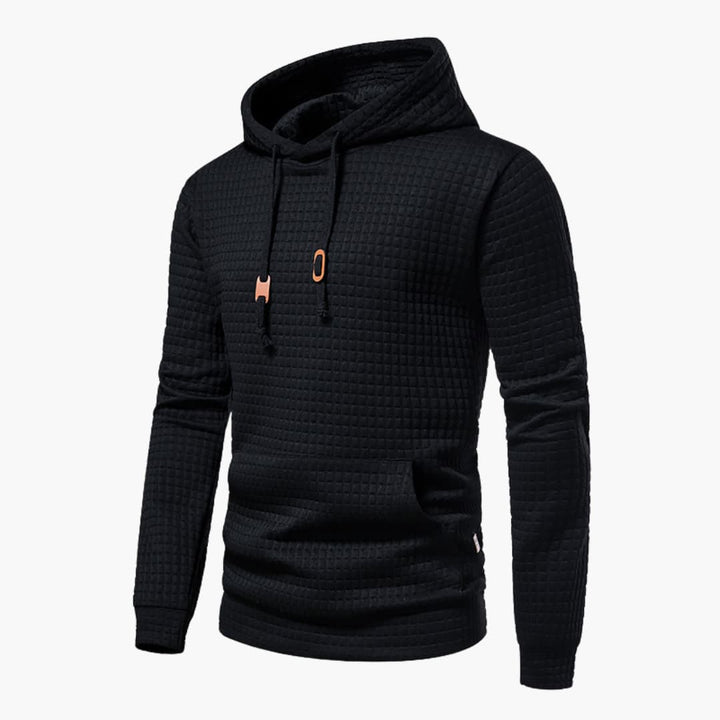 Men's Fleece Hoodie Waffle Knit Pullover Sweatshirt