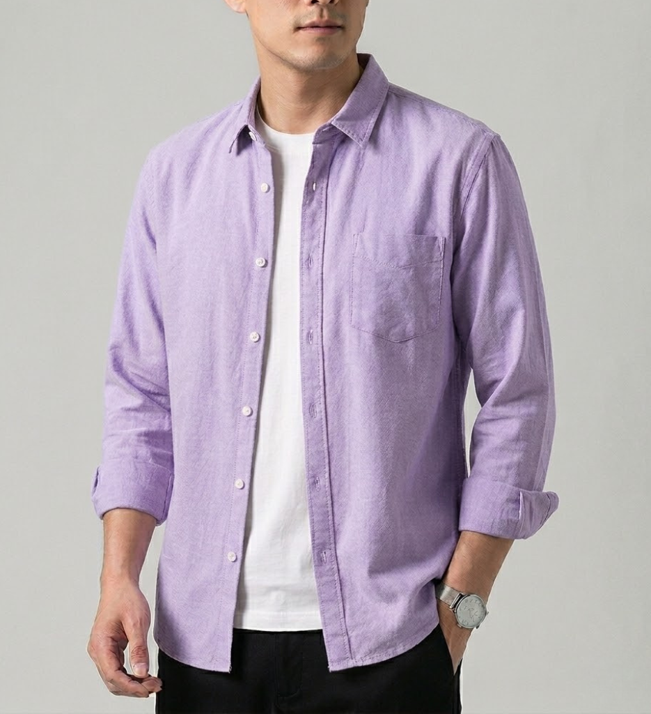 Men's Linen Button Down Long Sleeve Casual Shirt