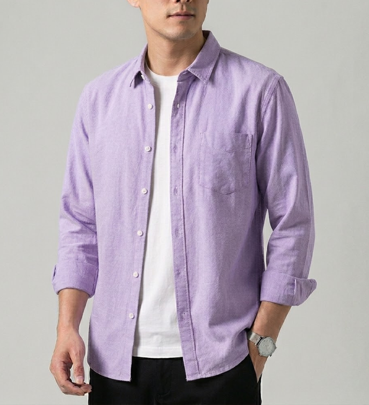 Men's Linen Button Down Long Sleeve Casual Shirt
