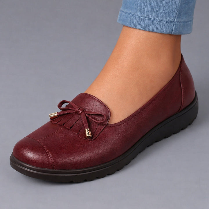 Women's Leather Loafers Comfortable Slip On Flat Shoes