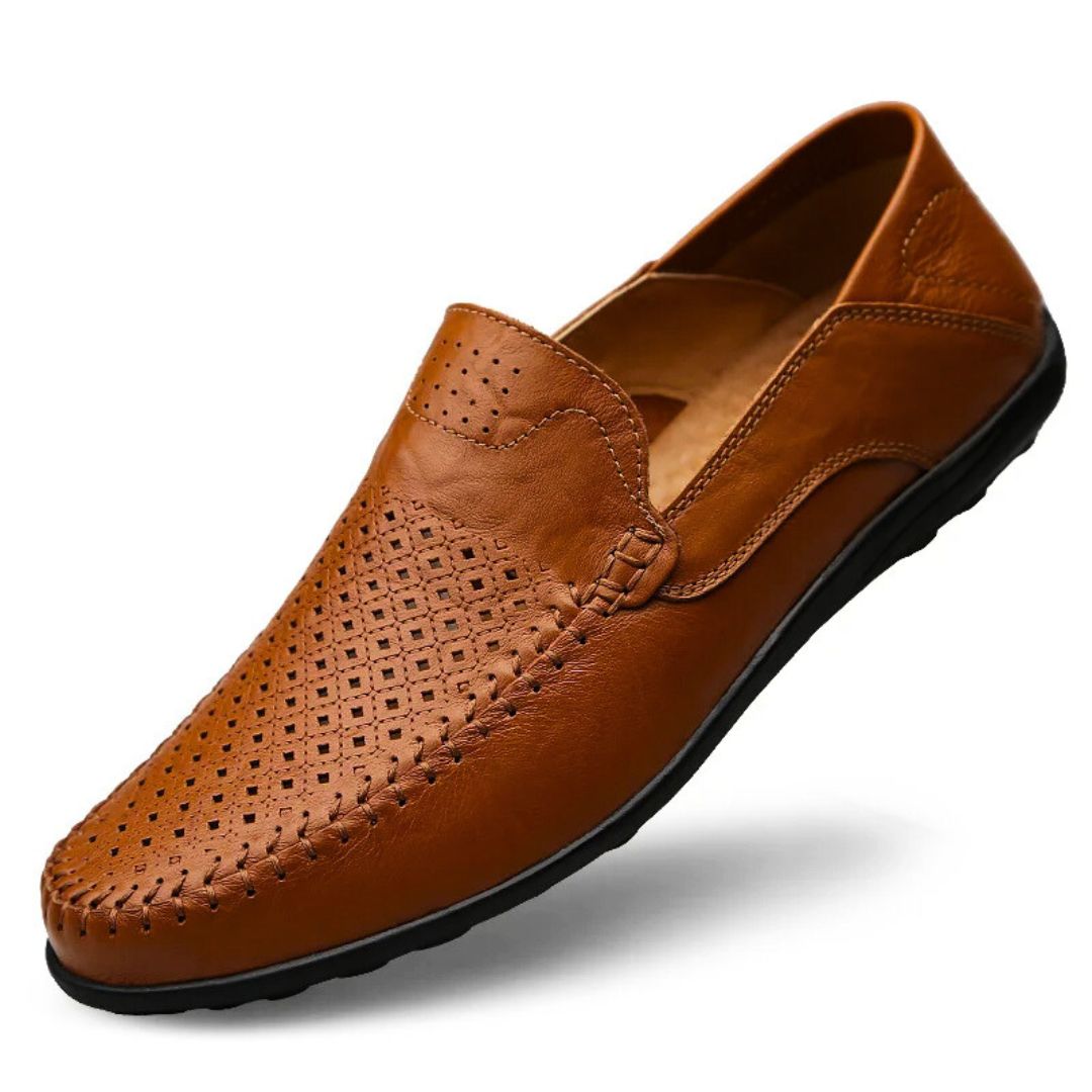 Men's Leather Slip-on Loafers Breathable Casual Walking Shoes